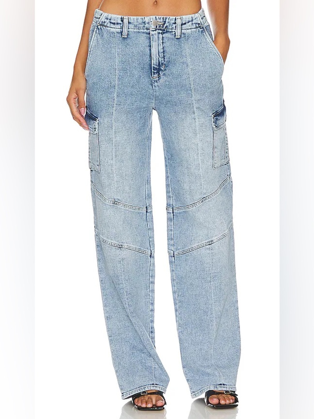 L’agence Brooklyn wide leg relaxed jeans denim utility light wash $375 retrofete